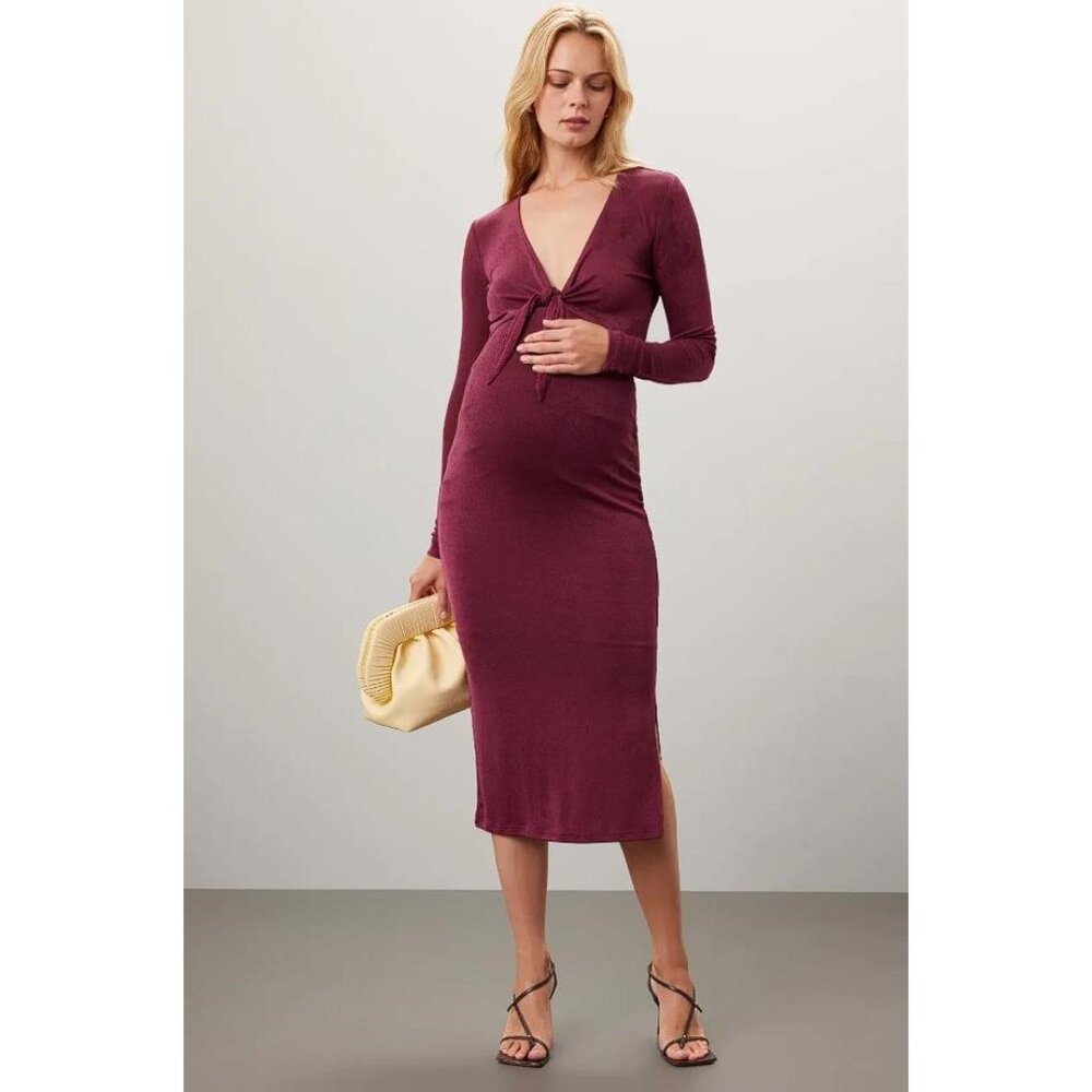 RIPE Women's Odette Tie Front Dress Size M In Wine